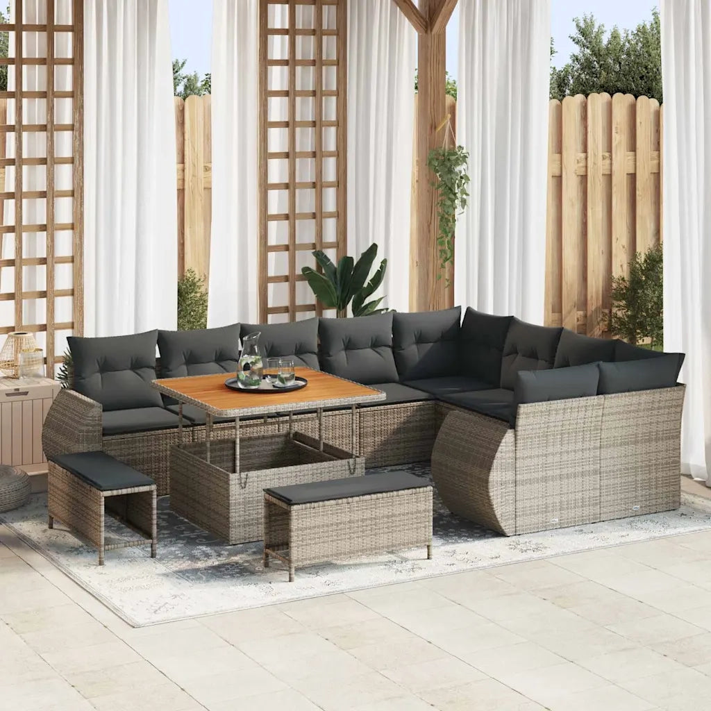 Set Divano da Giardino 12 pcs Grigio polyrattan 3361908