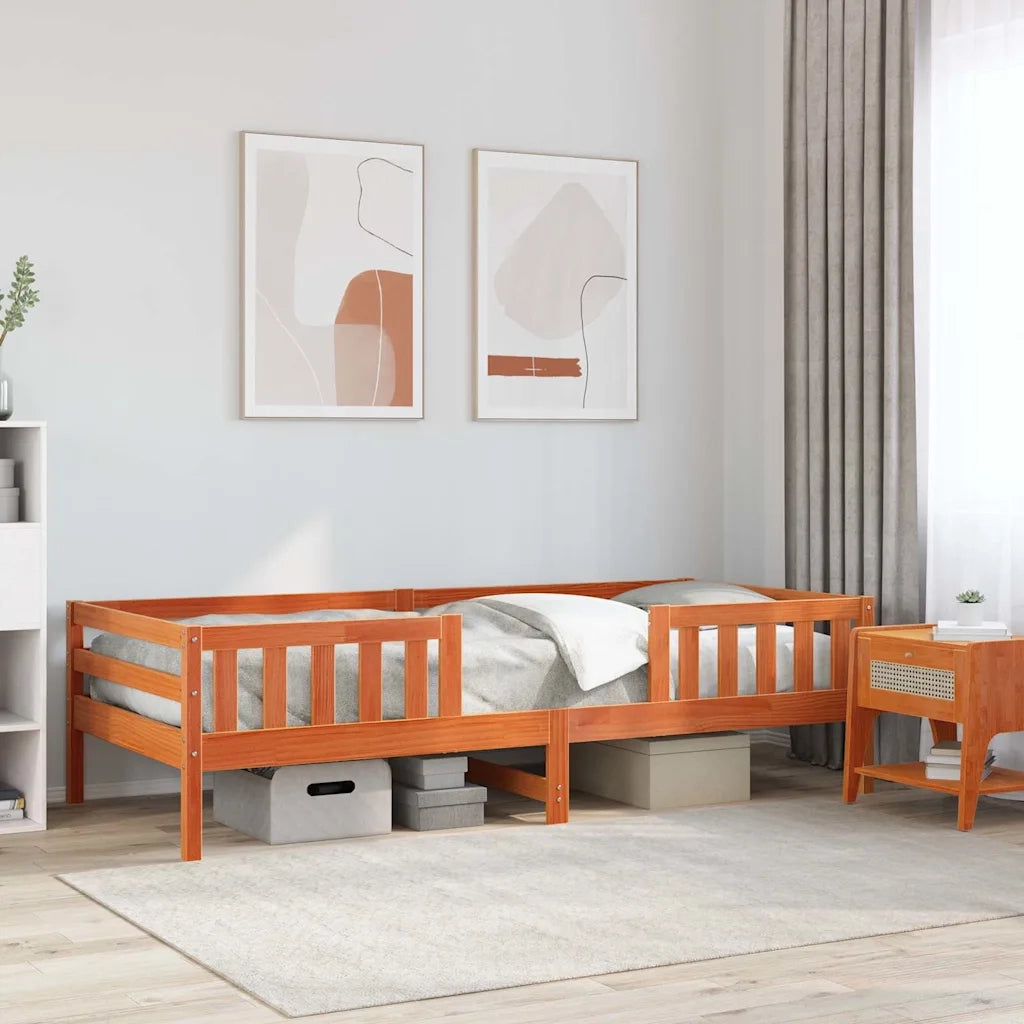 Letto senza Materasso Marrone Cera 100x200 cm in Legno di Pino 846972