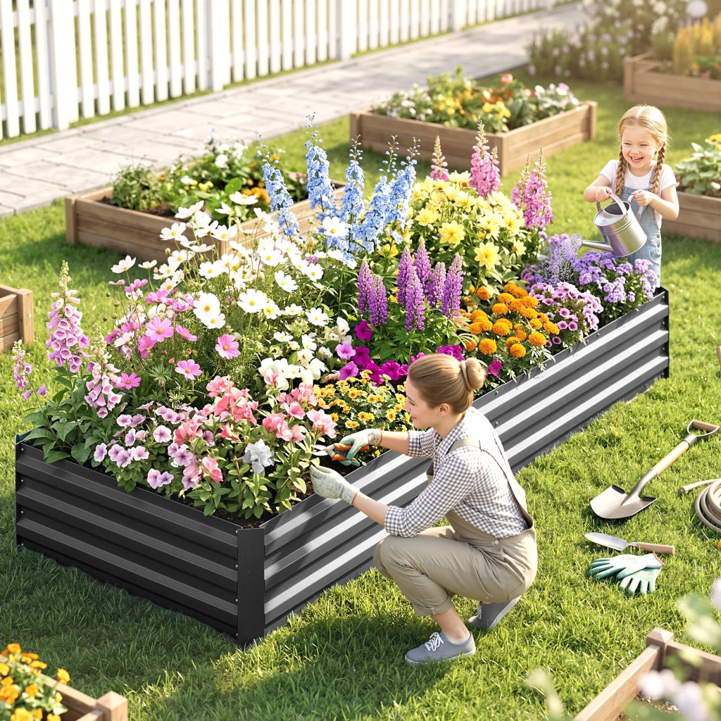 Letto da giardino rettangolare ¨C Minimal ¨C grigio acciaio ondulato 241x90x30 cm