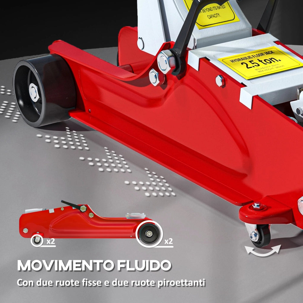 Cric Idraulico Auto con Sollevamento 8-38cm in Acciaio Rinforzato Capacità 2.5 t Rosso
