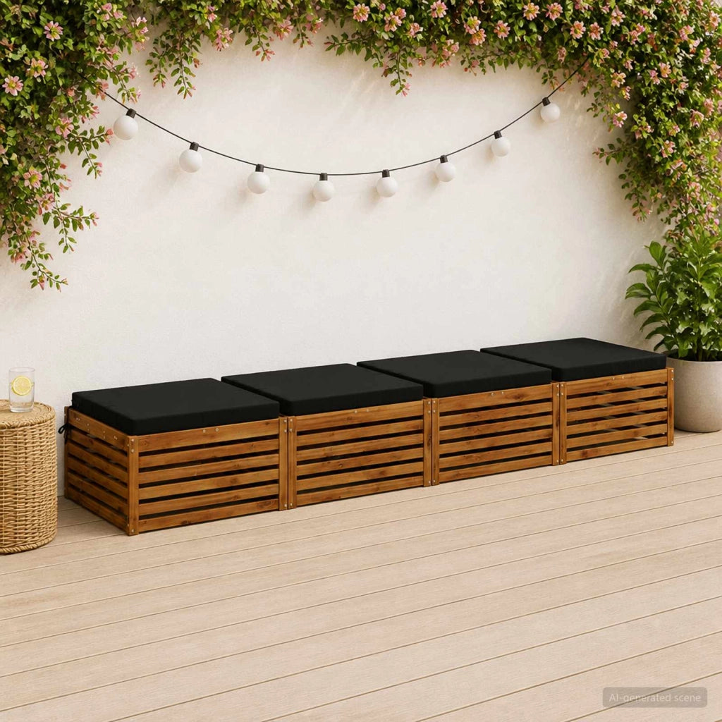 Cuscini per Sedia in 4 Pezzi SOEST 4 pz 100% Poliestere Nero 944906