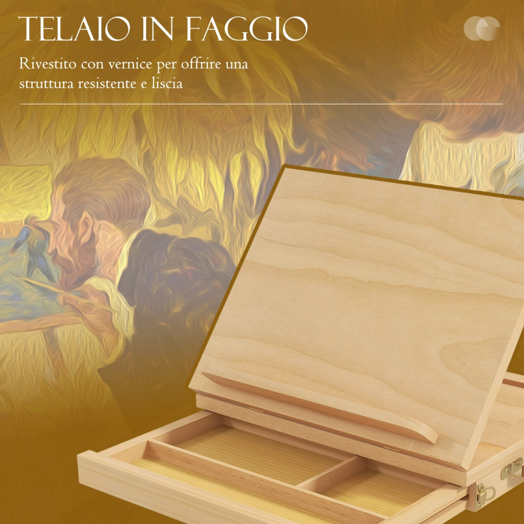 Cavalletto per Pittura Pieghevole in Legno con Cassetto ¨C Minimal ¨C 33.5x26x26 cm