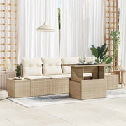 Set Divano da Giardino con cuscino 5 pcs Beige e Crema