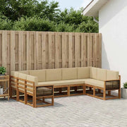 Set di divani da esterno 9 pz Naturale e Beige 3385534