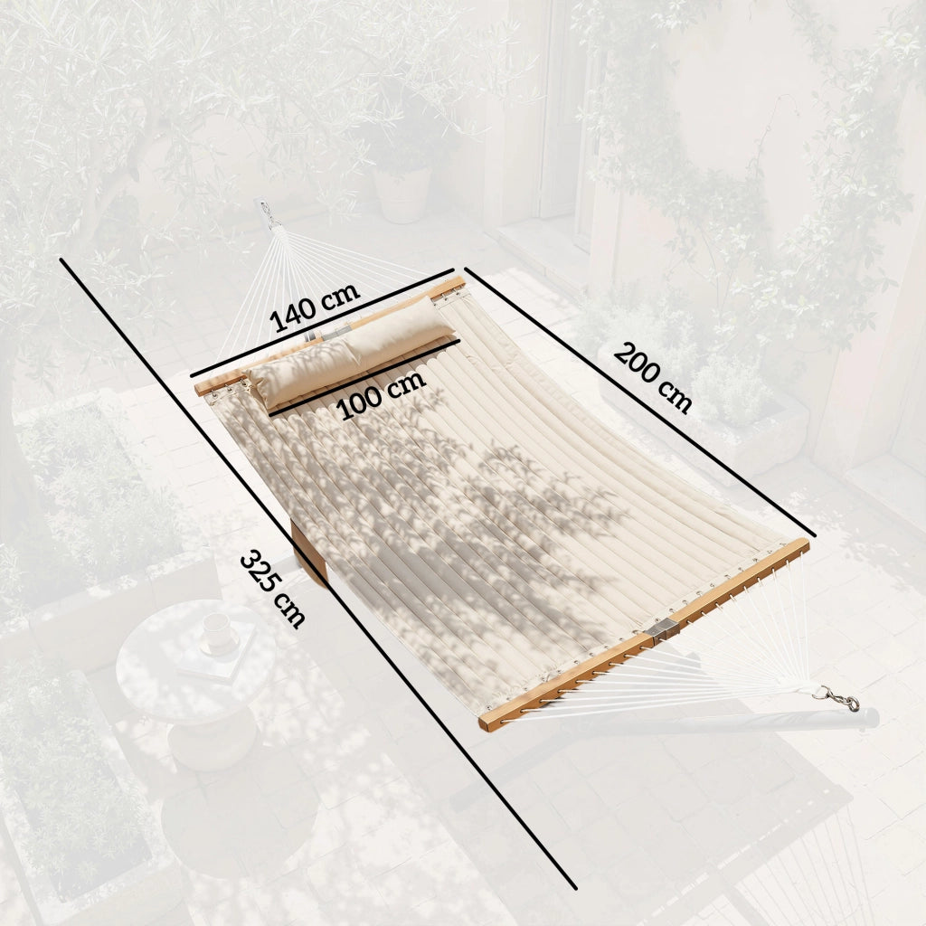 Amaca da giardino con testiera e tasche ¨C Minimal ¨C 200x140cm, due strati, legno