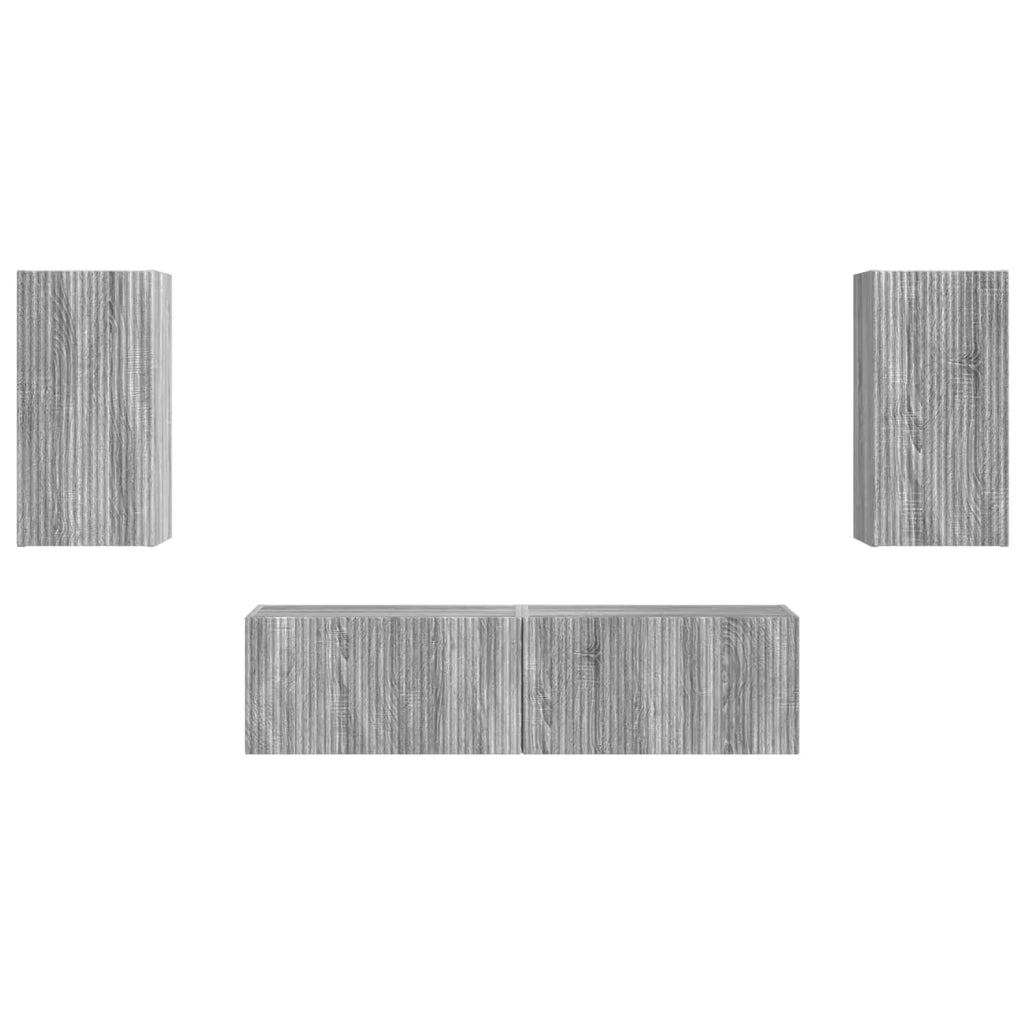 Set mobile TV 4 pcs Grigio Sonoma Legno multistrato