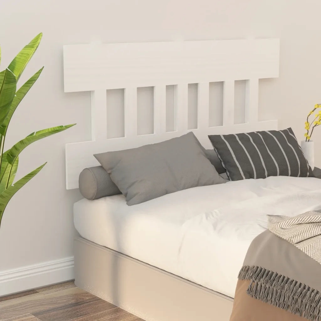 Testiera per Letto Bianca 143,5x3x81 cm Legno Massello di Pino 819121