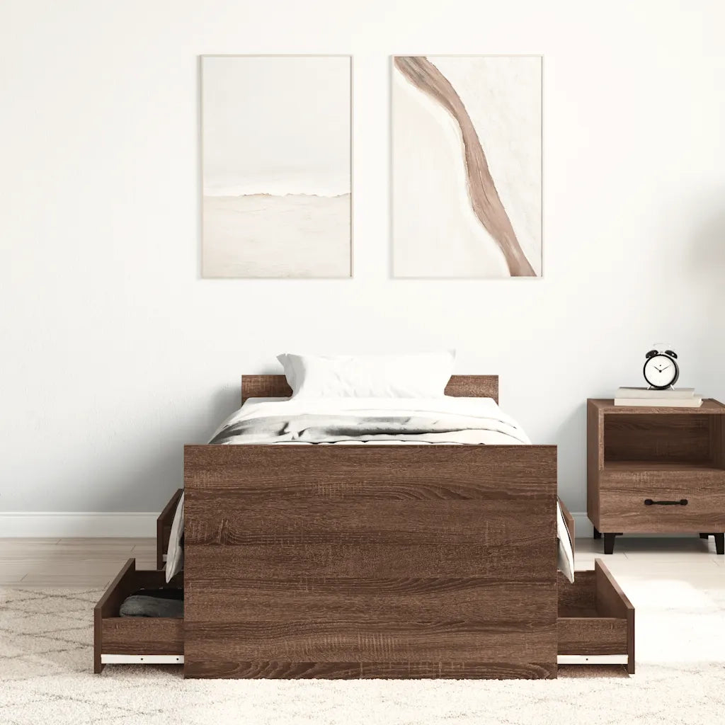 Giroletto con Testiera e Pediera Rovere Marrone 75x190 cm