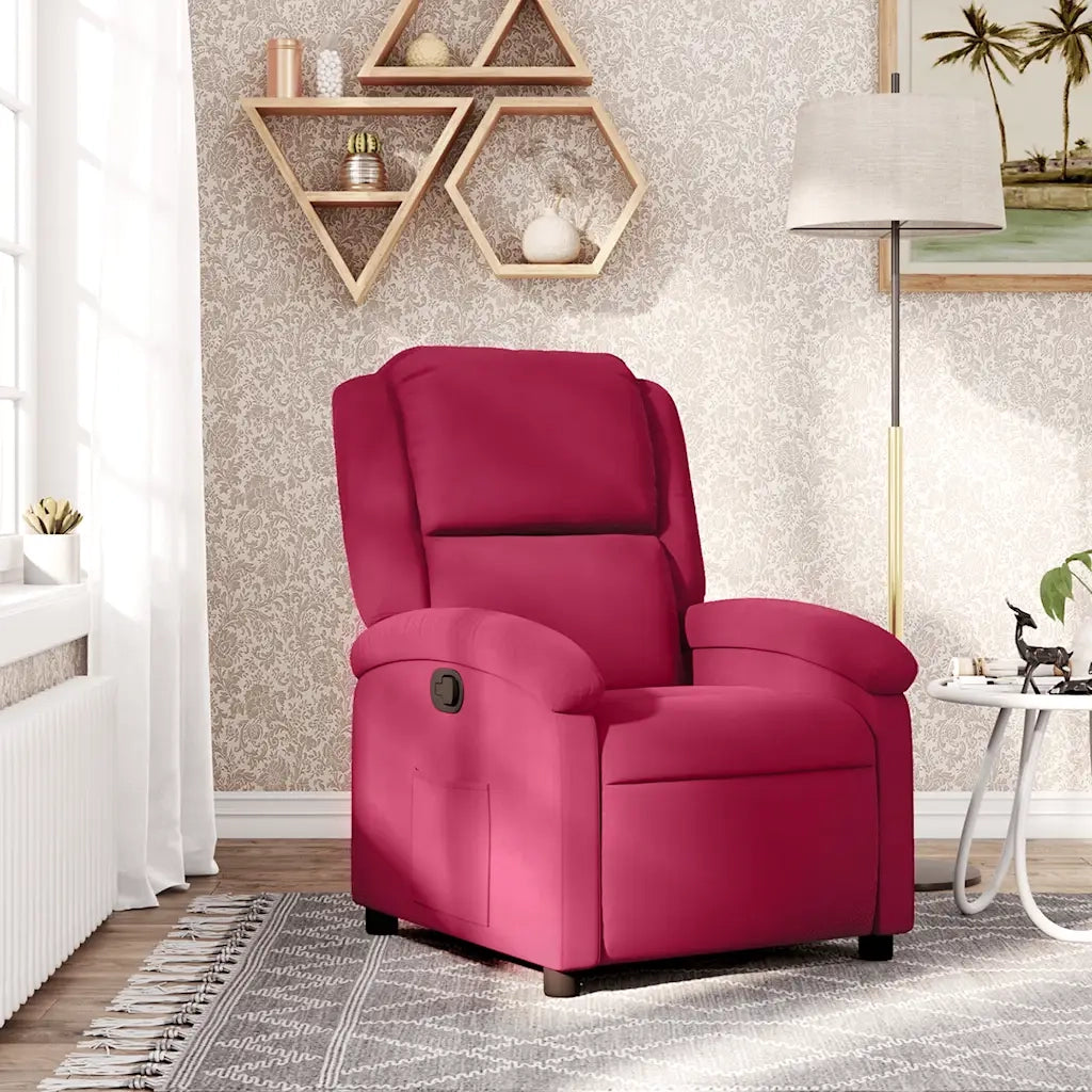 Poltrona | Sedia Relax Reclinabile Rosso Vino in Velluto
