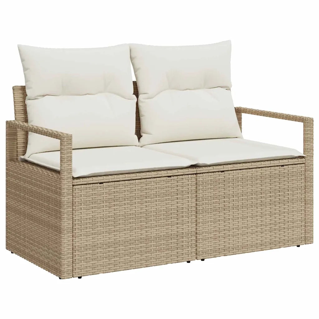 Set Divano da Giardino 7 pcs Beige e Crema polyrattan