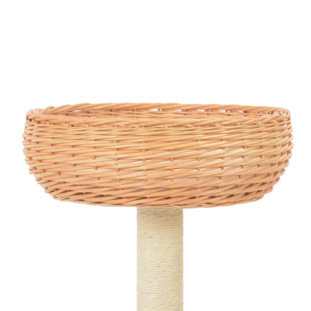 Albero per Gatti con Tiragraffi in Legno di Salice Naturale CFW4022802