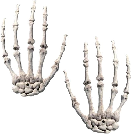 Decorazione per Halloween - Mani Skelettrici Realistiche - Accessori di Costume - Decorazione Esterna - 1 Paio - Dimensioni Realistiche