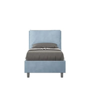 Letto singolo senza rete imbottito 80x190 microfibra azzurro Antea