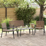 Set da Pranzo per Giardino 4 pcs Marrone polyrattan 42004145