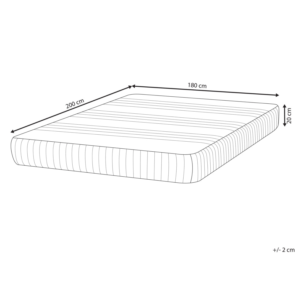 Materasso in schiuma di lattice duro e compatto sfoderabile Imbottitura 180 x 200 cm bianco camera da letto