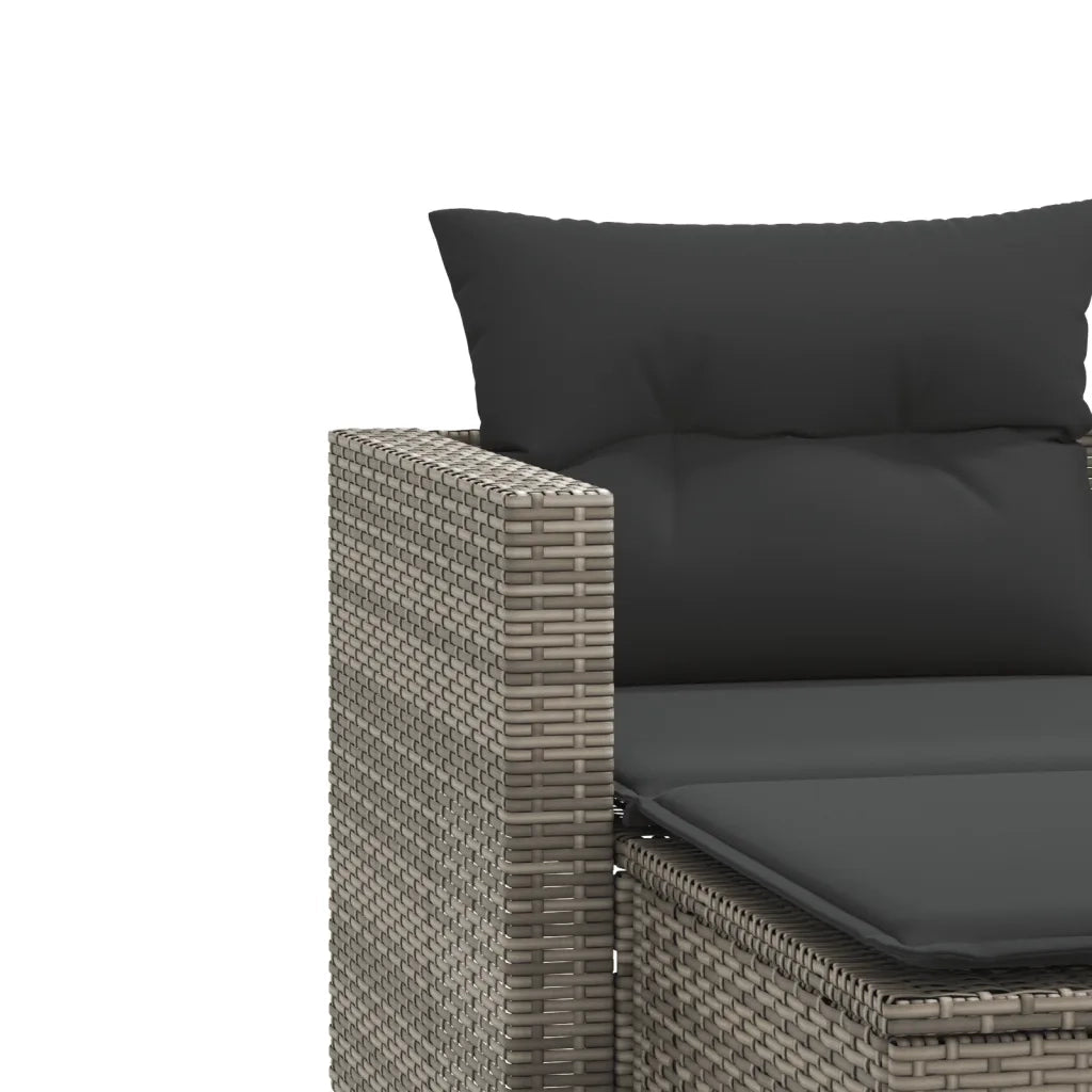 Divano da Giardino 2 Posti con Sgabelli-Sofa da Giardino-Divano da esterno Grigio in Polyrattan 194554