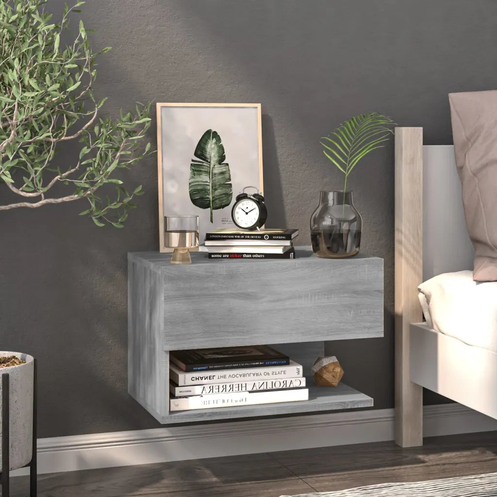 Comodino | Armadio da Notte | Mobiletto da notte a Muro Grigio Sonoma