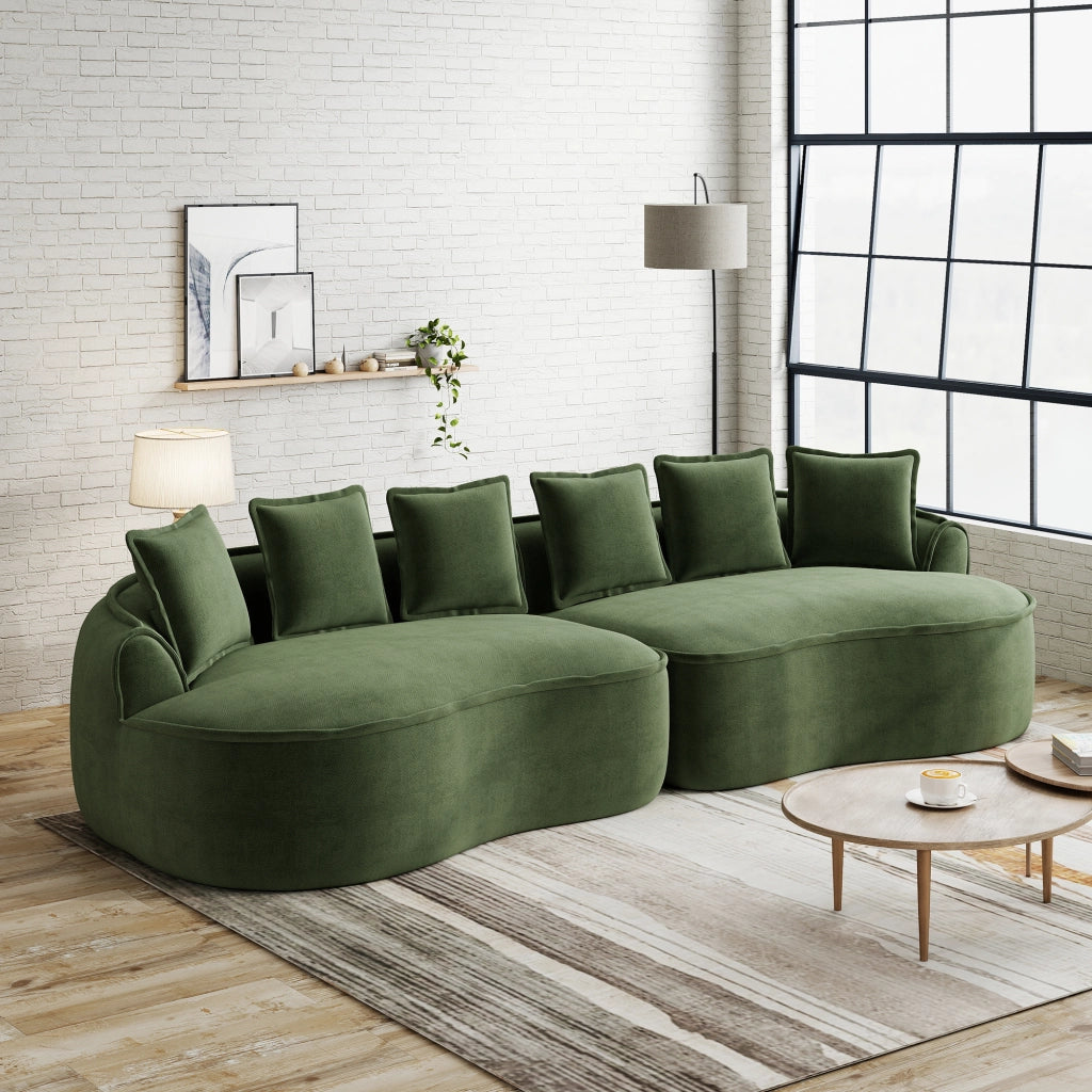 Divano 4 Posti in Tessuto Chenille con Cuscini ¨C MINIMAL ¨C Verde
