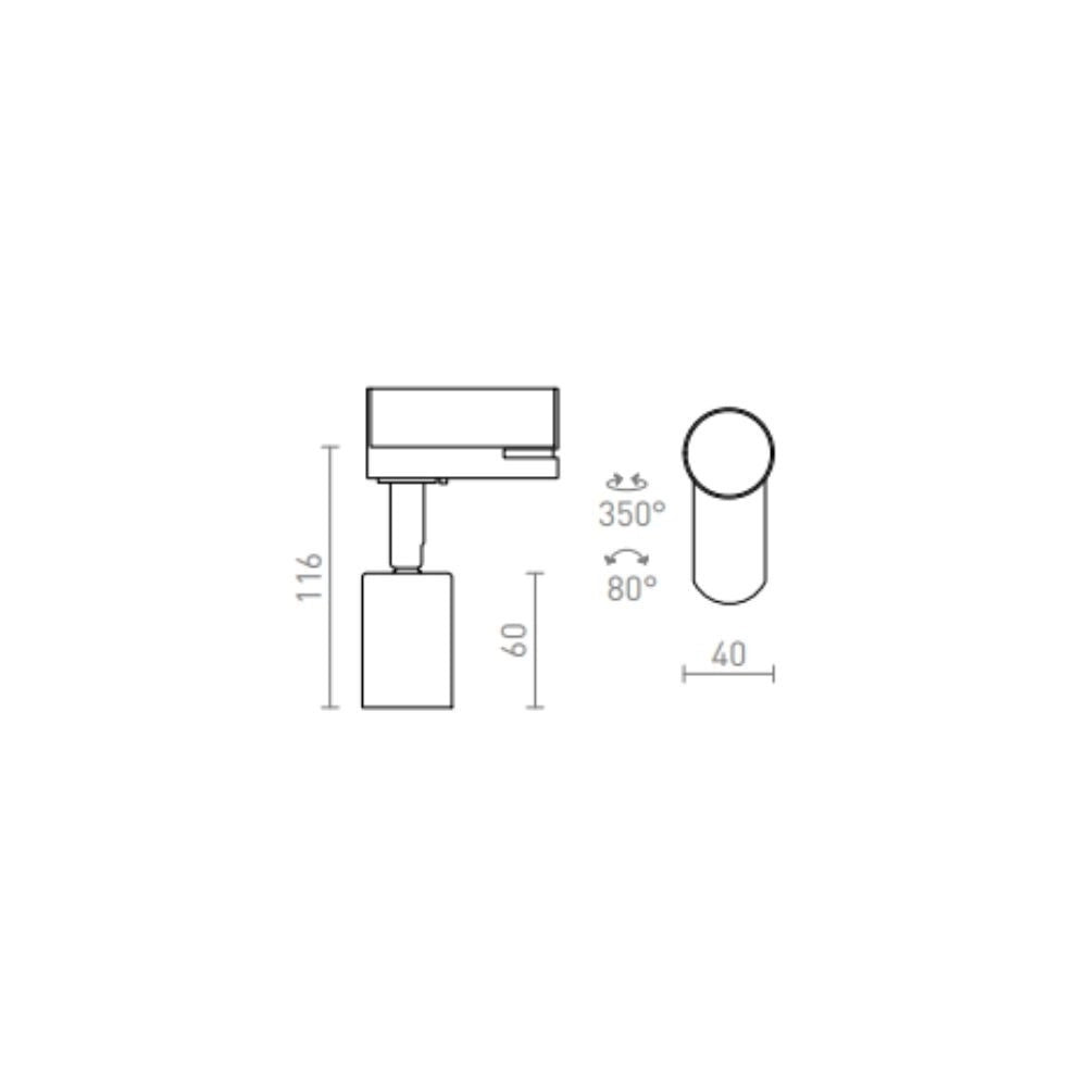 Faretto Lampada FAX E27 per binario trifase nero  230V E27 25W