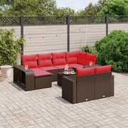 Set Divani da Giardino 11 pz con Cuscini Marrone in Polyrattan 3228914