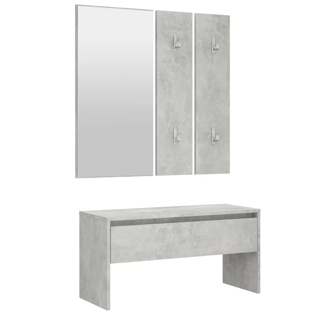 Set di Mobili da Corridoio Grigio Cemento in Legno Multistrato 3082066