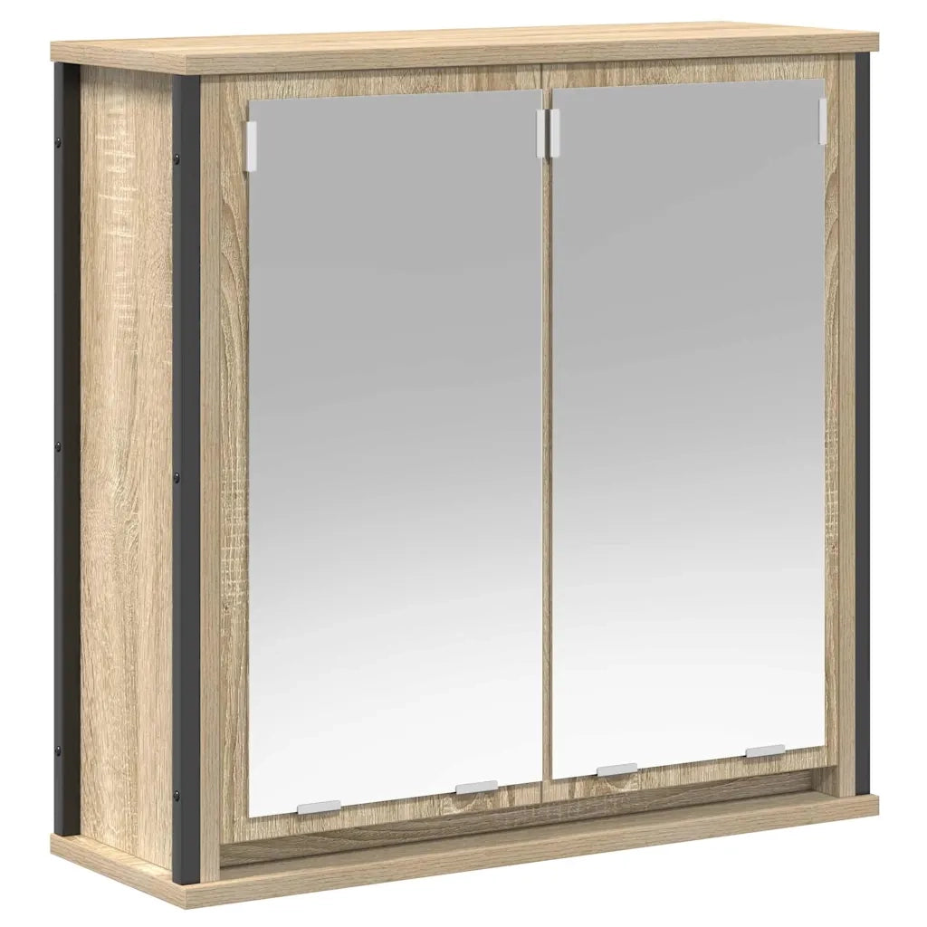 Set di mobili per il bagno con porta 5 pcs Rovere Sonoma e Nero 3328385