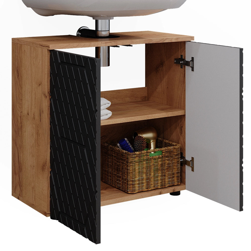 Vicco Mobile sottolavabo per bagno Antracite con struttura a nido d'ape 60 x 59 cm