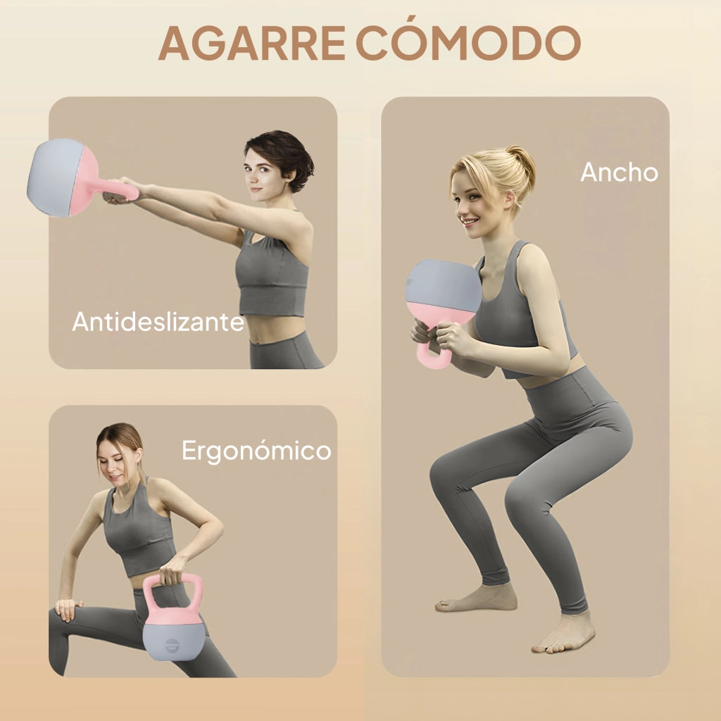 Kettlebell 10 kg ¨C Minimal ¨C Rosa e Grigio 21x21x30 cm