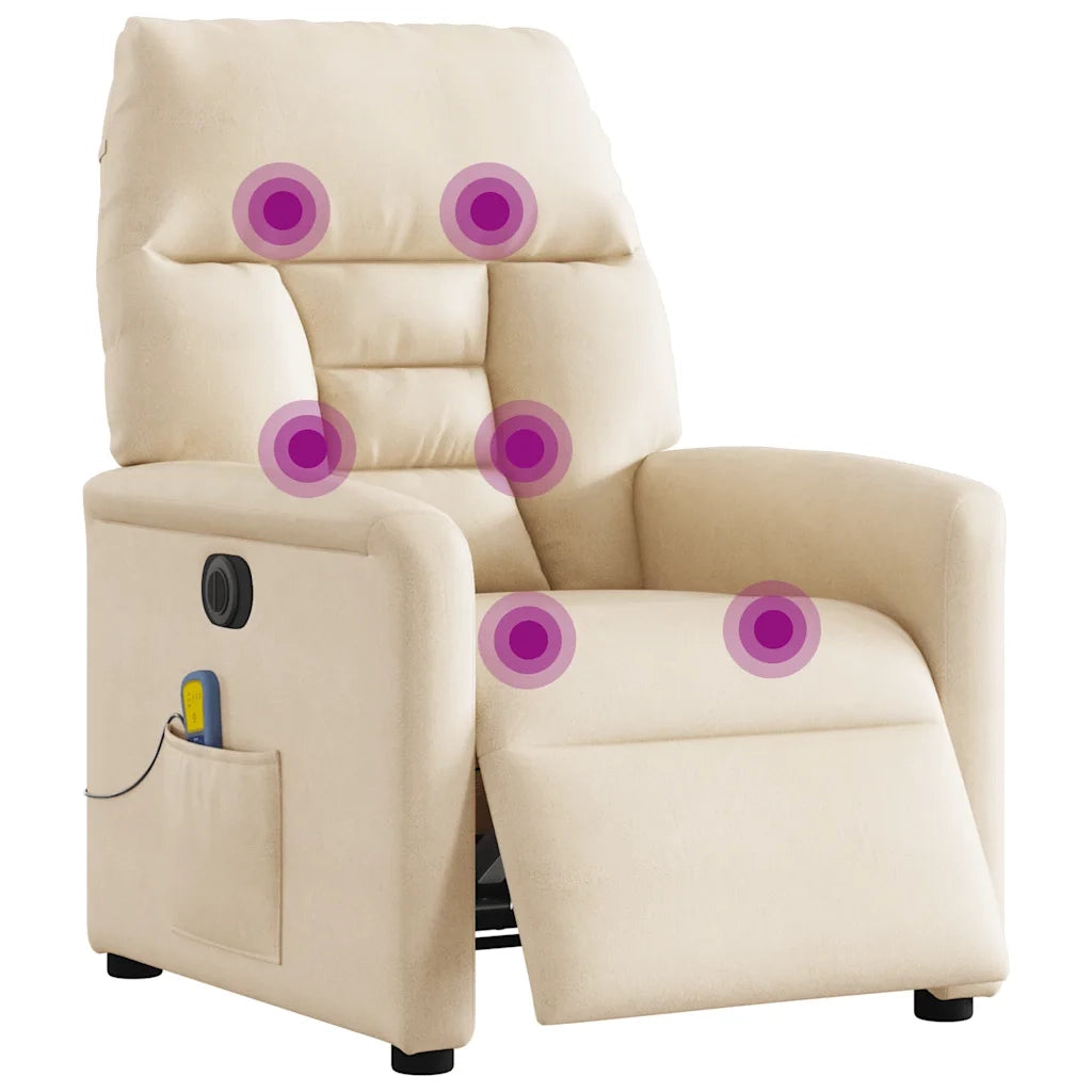 Poltrona Reclinabile Massaggiante Elettrica Beige Microfibra 3303085