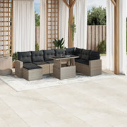 Set Divano da Giardino 9pz con Cuscini Grigio Chiaro Polyrattan 3267472