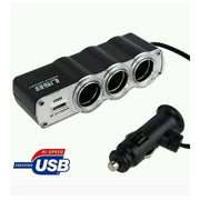 Trade Shop - Multipresa Moltiplicatore 3 Prese Accendisigari 12/24 Volt Presa Usb Per Auto -