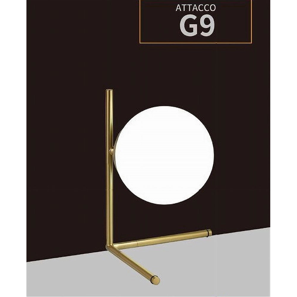 Trade Shop - Lampada Comodino Minimalista Lume Decorativo In Metallo Bronzo Sfera Abs G9 D34 -