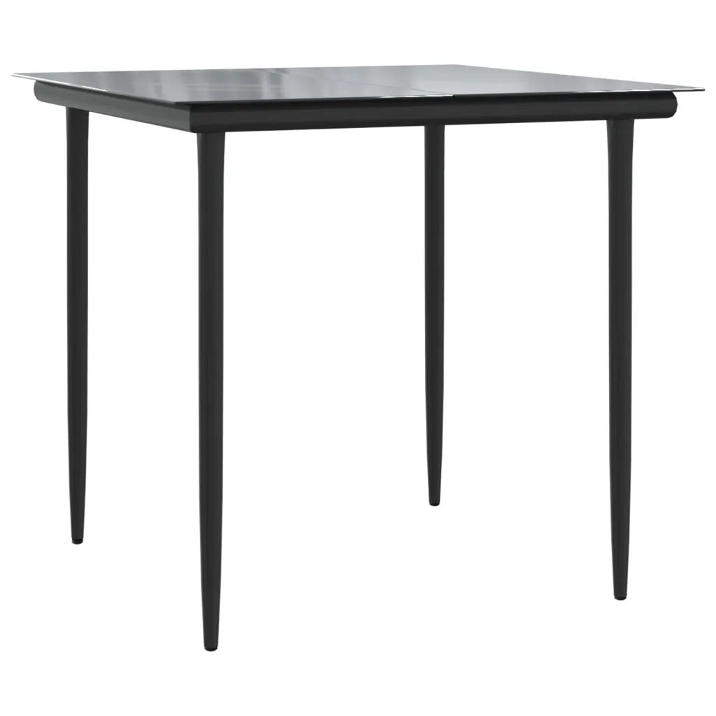 Set da Pranzo Giardino 5pz Nero e Grigio con Cuscini Polyrattan 3185178