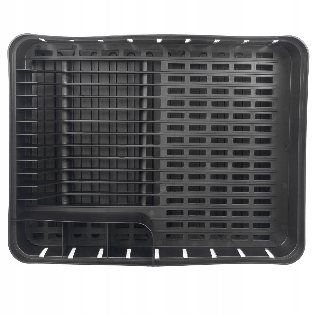 Scolapiatti KADAX con supporto per posate, vassoio in plastica nera da 39 cm