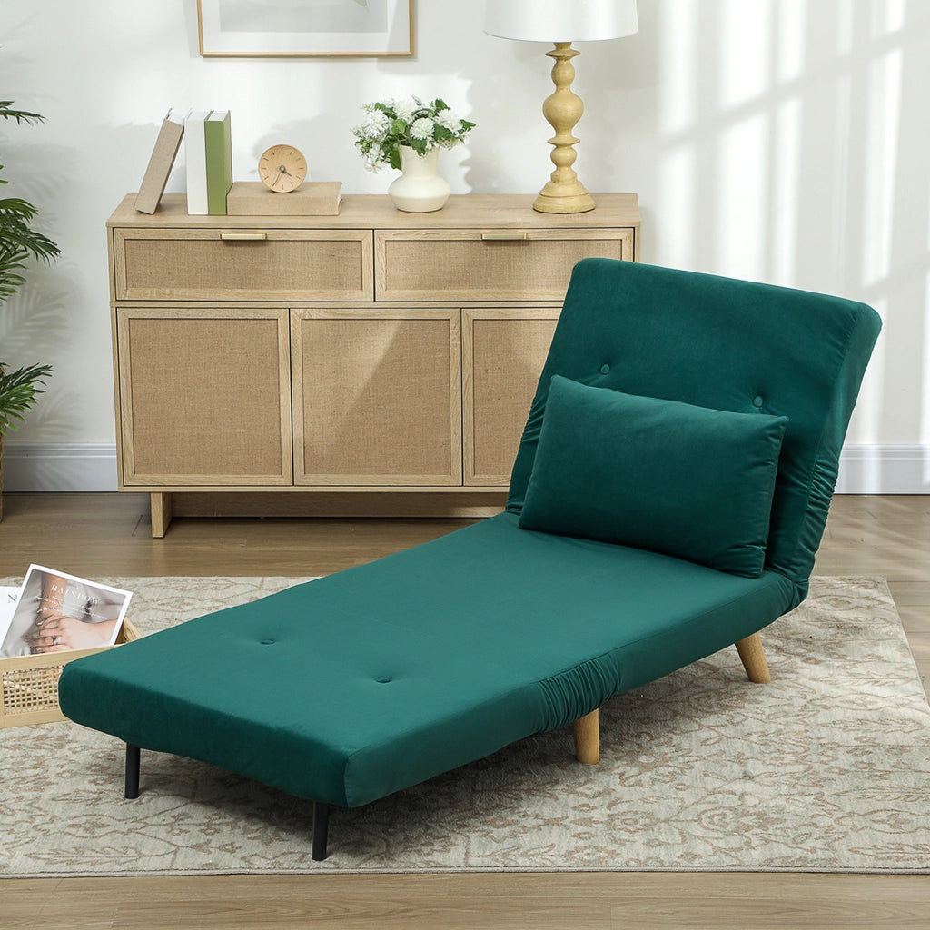 Poltrona Letto Pieghevole Regolabile ¨C Minimal ¨C Velluto Verde Scuro