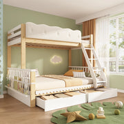 LETTO A CASTELLO 90x200/140x200 cm con cassetti e portariviste Bianco e Rovere
