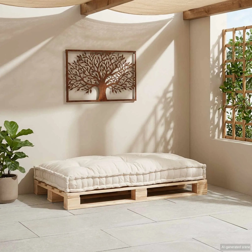 Cuscino per Divano Pallet Crema 120 x 80 x 12 cm Tessuto 4019082