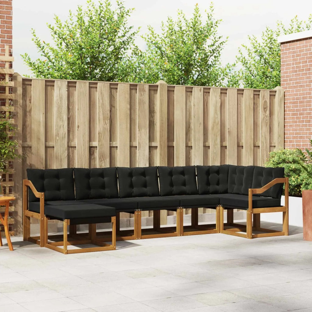 Set di divani da esterno con cuscino 7 pcs Naturale e Nero 3368891