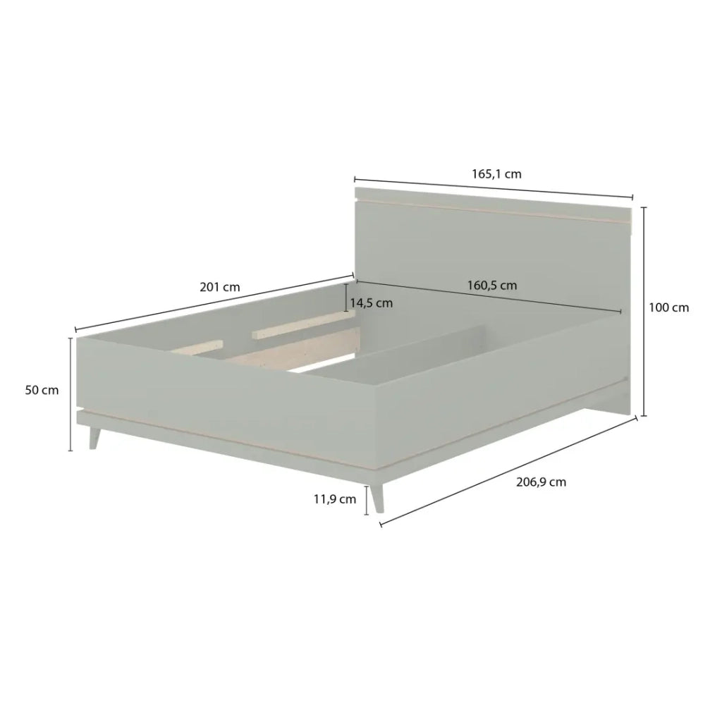 Letto + rete NOKI – 160x200 cm rovere chiaro e moka – Stile scandinavo