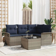 Set Divano da Giardino con cuscino 5 pcs Grigio polyrattan 3345355