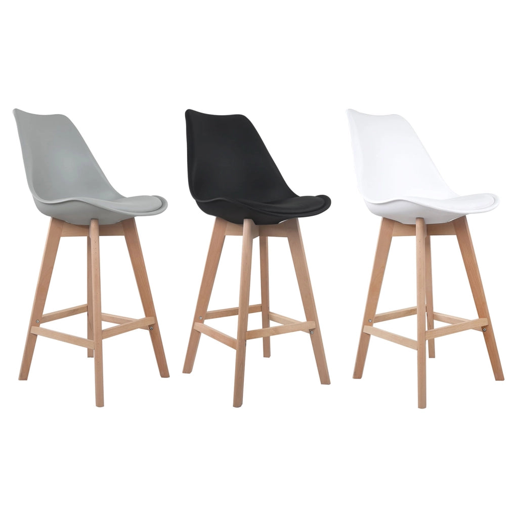 Set di 2 sgabelli scandinavi SVEN bianchi con cuscino
