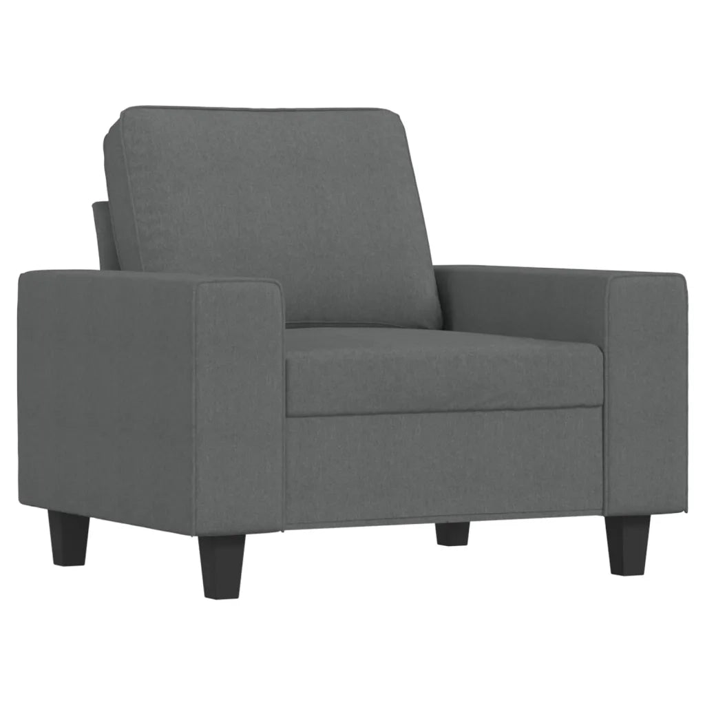 Set di Divani 3 pz Grigio Scuro in Tessuto