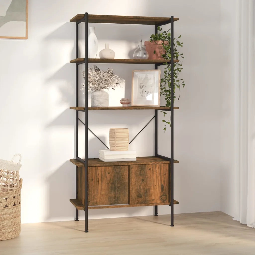 Scaffalatura 5 Livelli con Mobile 80x40x163 cm Acciaio e Legno 336356