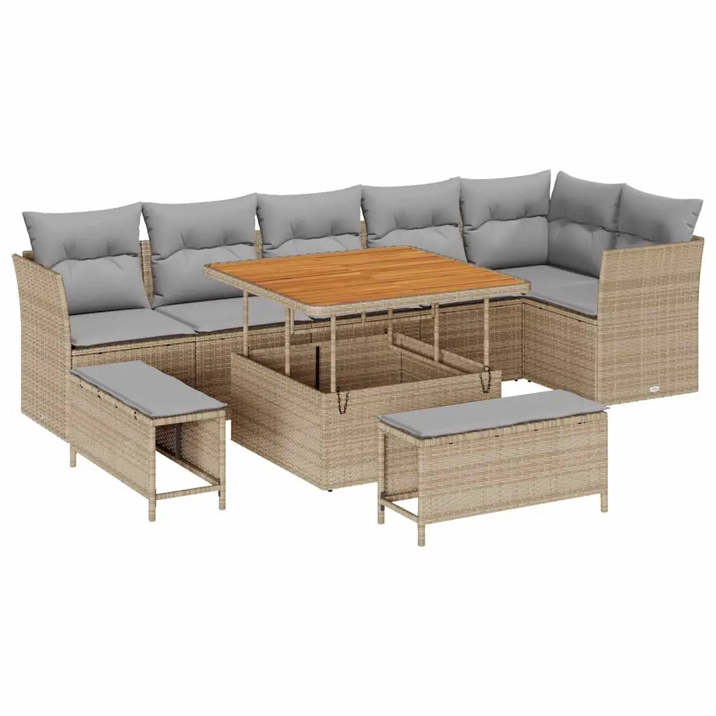 Set Divano da Giardino 9 pcs Beige polyrattan 3361497