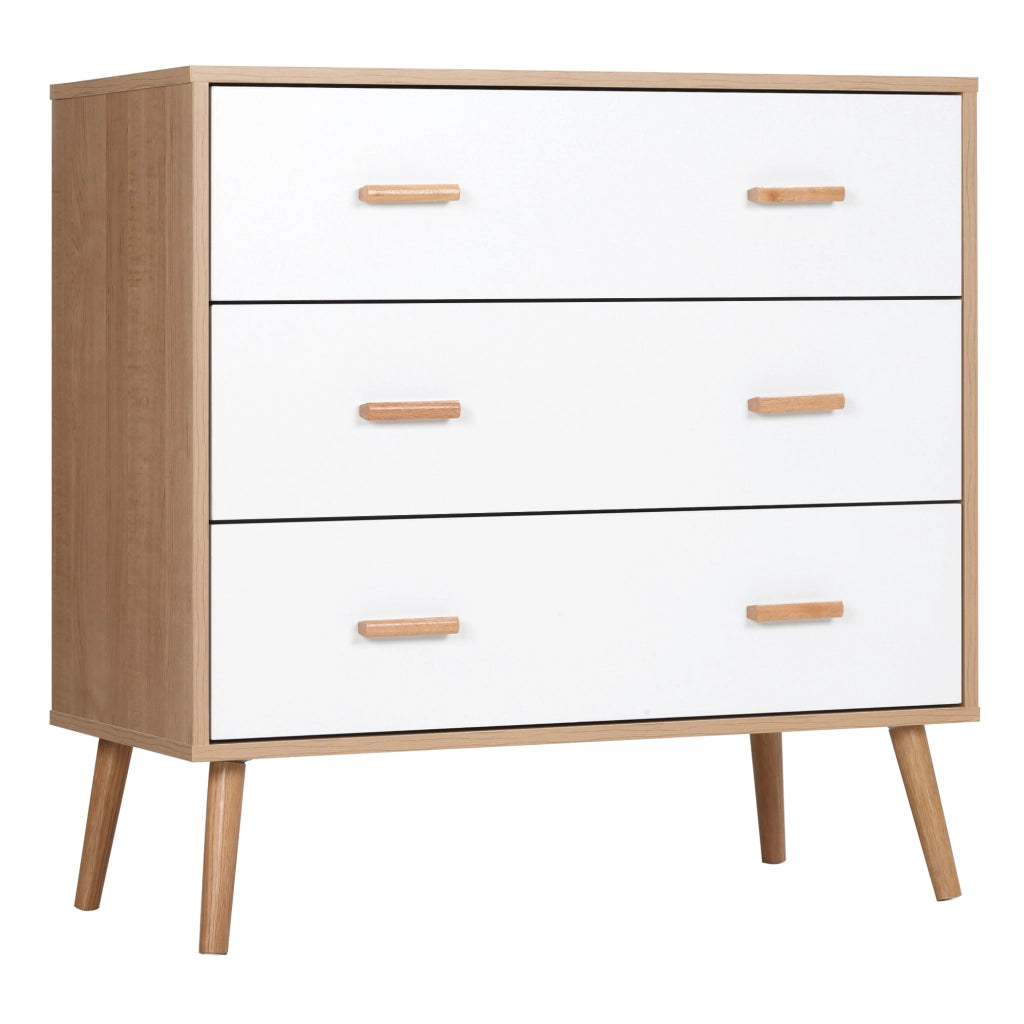 Cassettiera scandinava 3 cassetti ¨C Xylo ¨C legno chiaro bianco design moderno