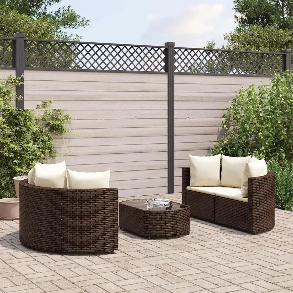 Set Divano da Giardino 5 pz con Cuscini Marrone in Polyrattan 3308441