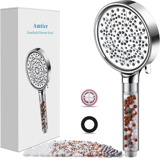 Douchekop a risparmio d'acqua - Manuale con 6 tipi di getto - Acciaio inox