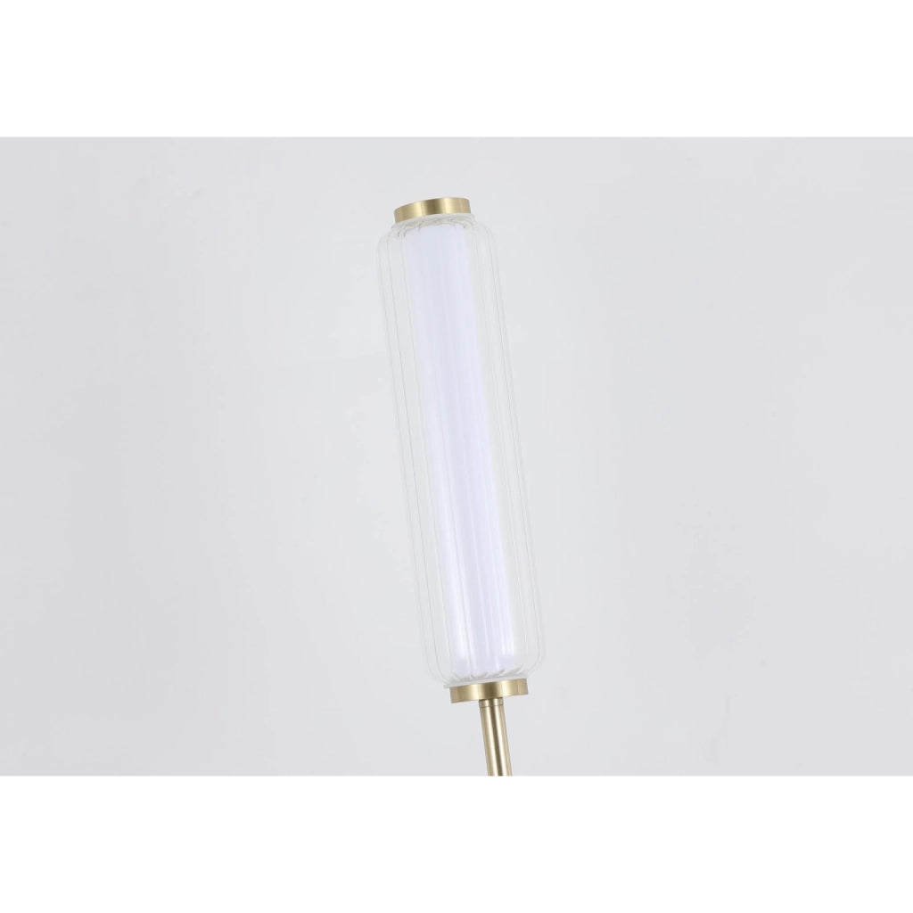 Lampada da terra a LED Mod, metallo ottone satinato, acrilico opalino e trasparente