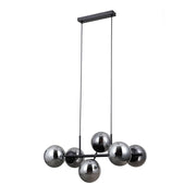 Lampadario moderno nero opaco 6xE14 sfere fumé Italux