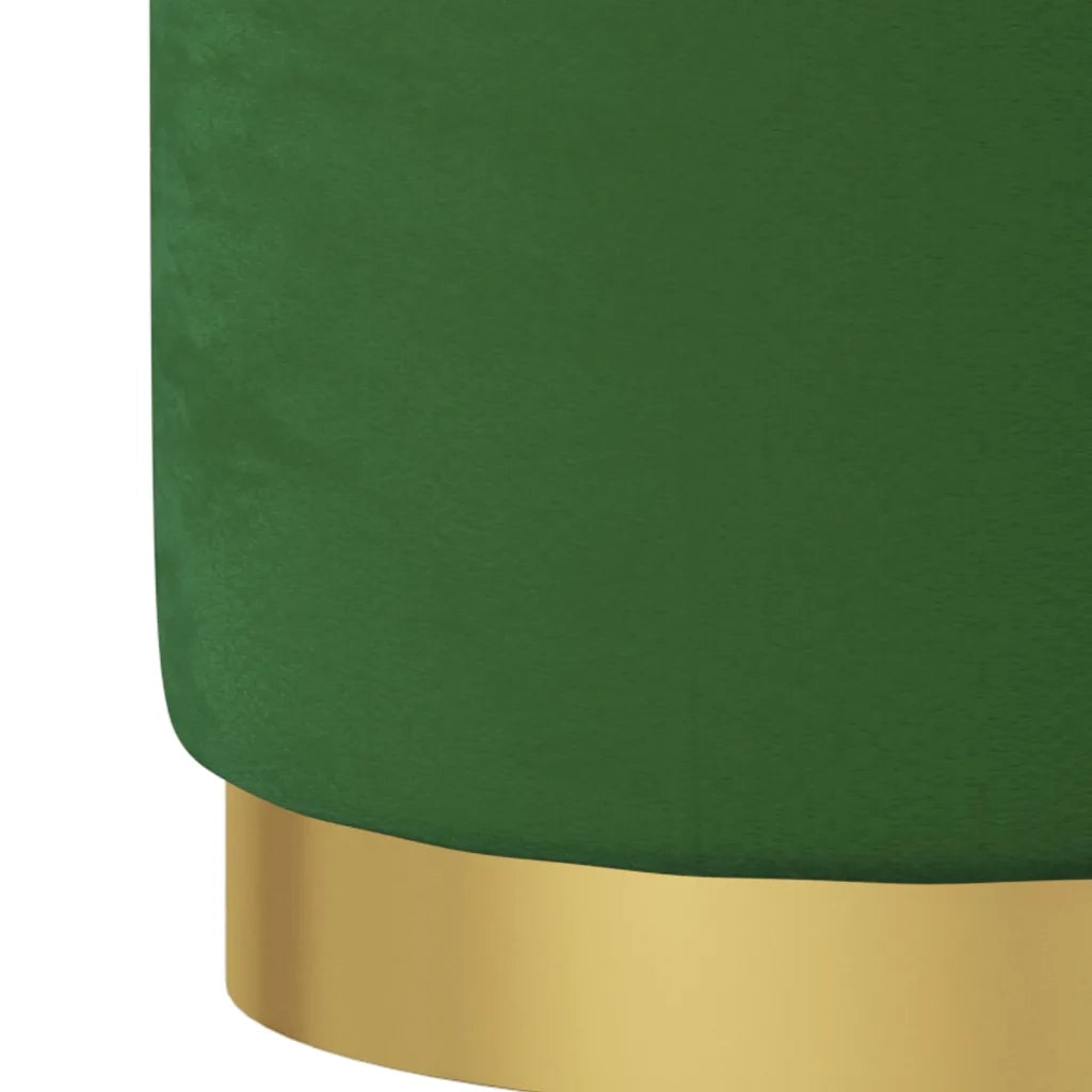 Sgabello Rotondo con Contenitore Verde in Velluto 31 x 37 cm 340283